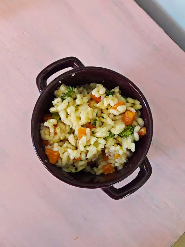 Risoto de vegetais para bebês
