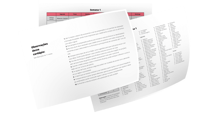 90 cardápios para bebês Cardapio para bebê