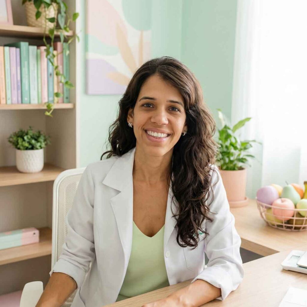 Nutricionista Thayssa Roriz em seu consultório